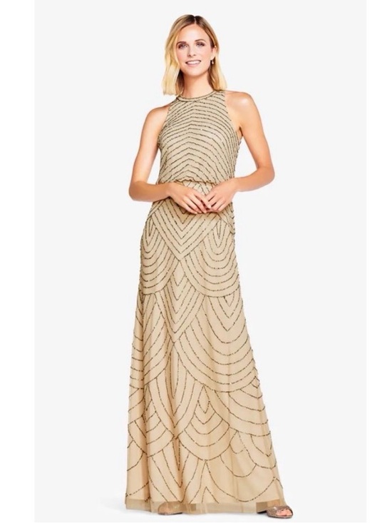 Adrianna Papell Dresses & Skirts - Adrianna Papell Beaded Blouson Gown SZ 14 Art Deco Evening Dress mother of Bride